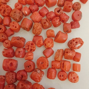 Lot of Authentic Genuine Natural Red Mediterranean Coral, Lot of Mediterranean Coral Beads - 50 grams - Rare Beading Supplies - CRL - 1