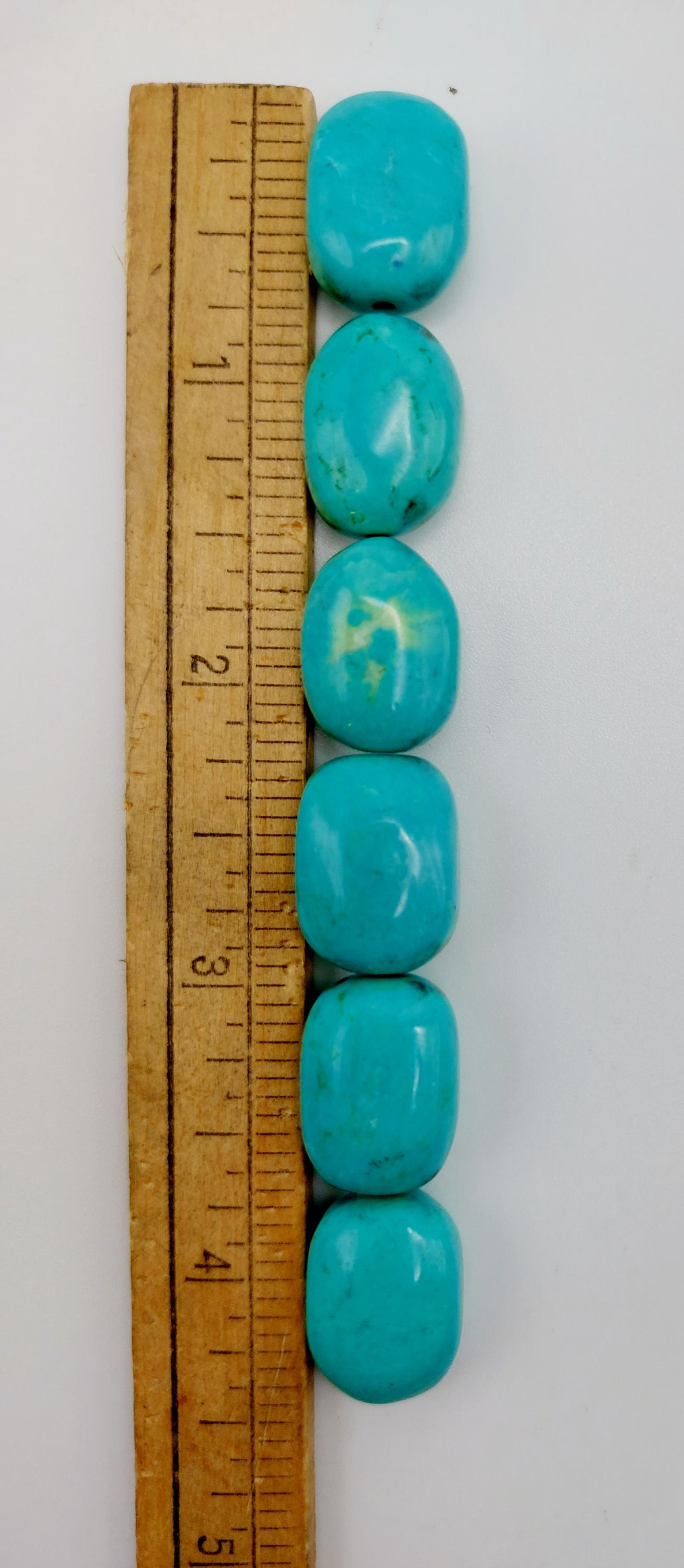 Lot of Vintage Turquoise Stone Mixed Size X6 Egg Shaped