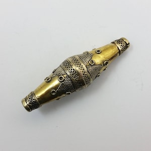 x1 Vintage Turkoman Large Silver & Gold Wash Bicone Bead Pendant - Afghanistan Turkmen Jewelry -