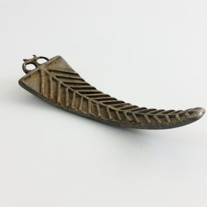Vintage Handmade Tribal African Bronze Leaf Shaped Pendant