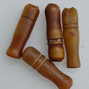 Vintage Antique 1940&#39;s Mali Tribal West African & Afghanistan Butterscotch Mock Amber Hand Carved Prayer Bead Matching Lot of 4 Beads