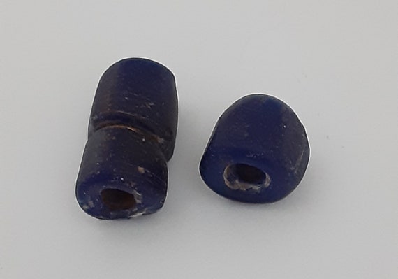 Vintage Bohemia Beads RBL-12 Antique 1800s Faceted Russian Blues Loose Bead Lot x29 Cobalt Blue Glass Beads