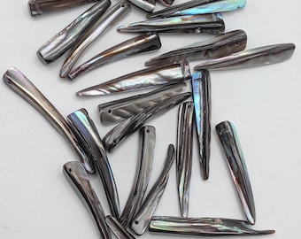Lot of Vintage Abalone Horn, Fang, Tusk Pendants or Earrings 32-43 mm. FP-33