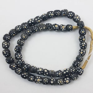 Antique Rare Venetian Skunk Raised Dot African Tribal Trade Bead Necklace Strand - 53 ct Beads -
