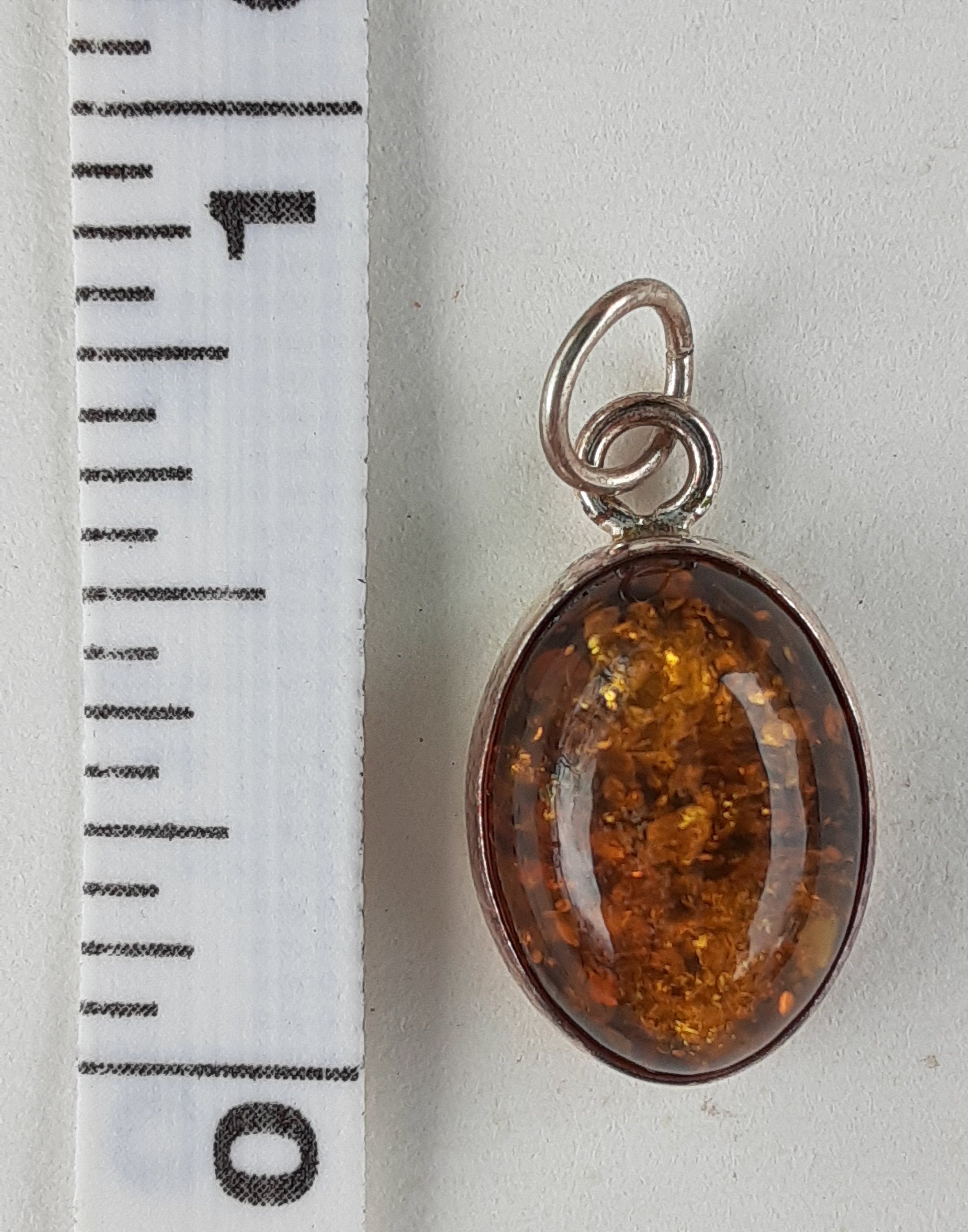 Pendentif Ovale En Argent Sterling 925 Avec Pierre D'Ambre Jaune – Vintage – Neuf Sans Boîte