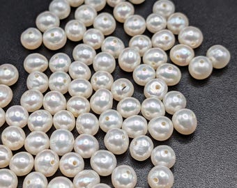Süßwasser-Round / Potato Pearl Bead lose 4 - 5 mm Perlen Lot von 106 ct. - Stickmuster-W3