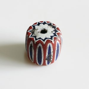 x1 Rare Antique Venetian African Trade Large 6 Layer Chevron Barrel Bead - Rare 19th Century 1800&#39;s