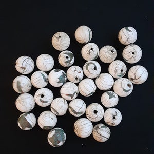 x1 Vintage Rare Tibetan Sacred Chank Shell Round Bead w/ Gak Inlay - GB1-20