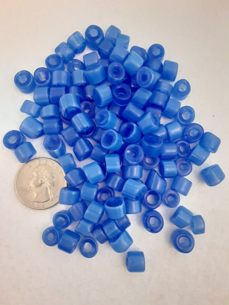 5 Vintage Bohemia Beads Vintage Lot of 100 Grams Peri Blue Short Tube Shaped Glass Beads LBLB