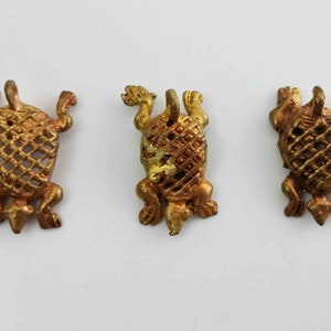 Vintage Small Tribal African Bronze Turtle Necklace Pendant - Antique Africa Jewelry -