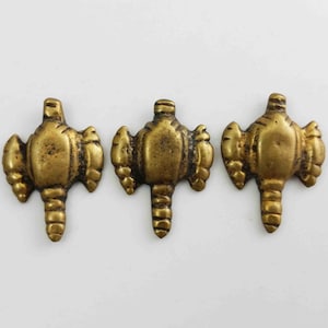 x1 Vintage Tribal African Bronze Elephant Head / Battle Axe Charm Button Bead or Pendant - Antique Africa Jewelry -