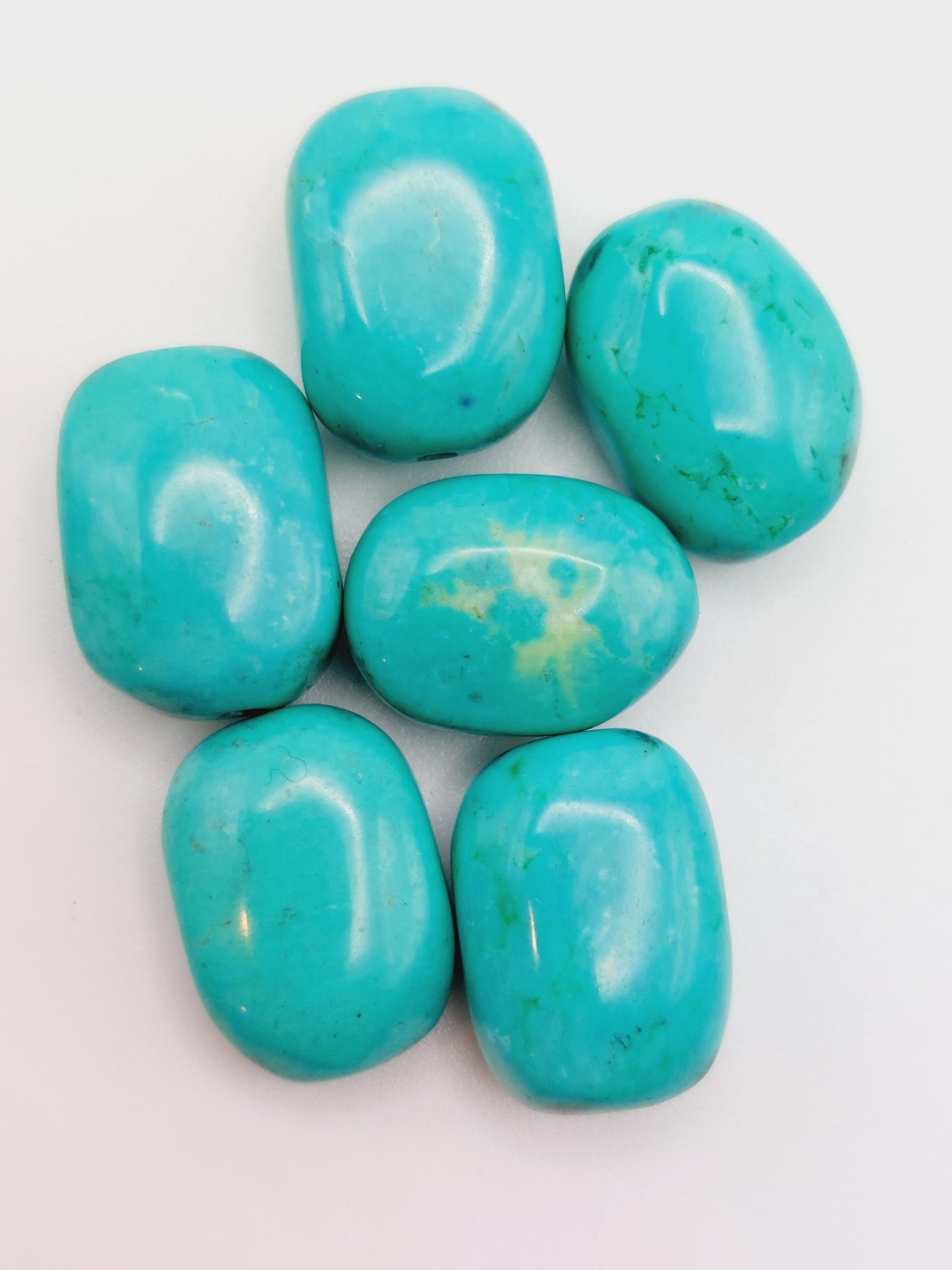 Lot of Vintage Turquoise Stone Mixed Size X6 Egg Shaped