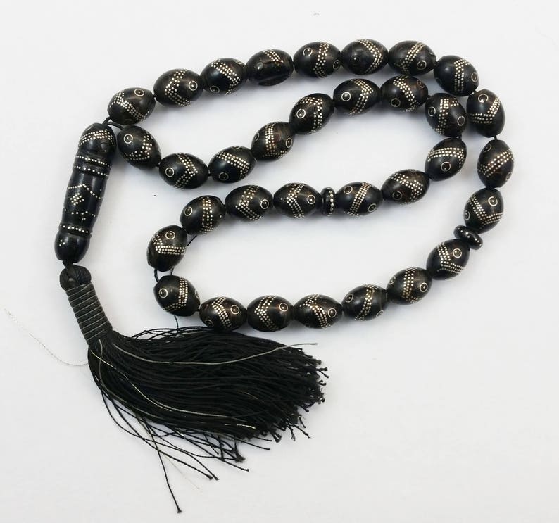Authentic Antique Black Coral Islamic Prayer Beads Necklace - Etsy