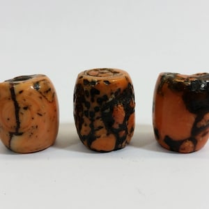 Rare Antique Matched Set x3 Tibetan Mosaic Coral Beads - 27 Grams - Rare Beading Supplies - C3 -