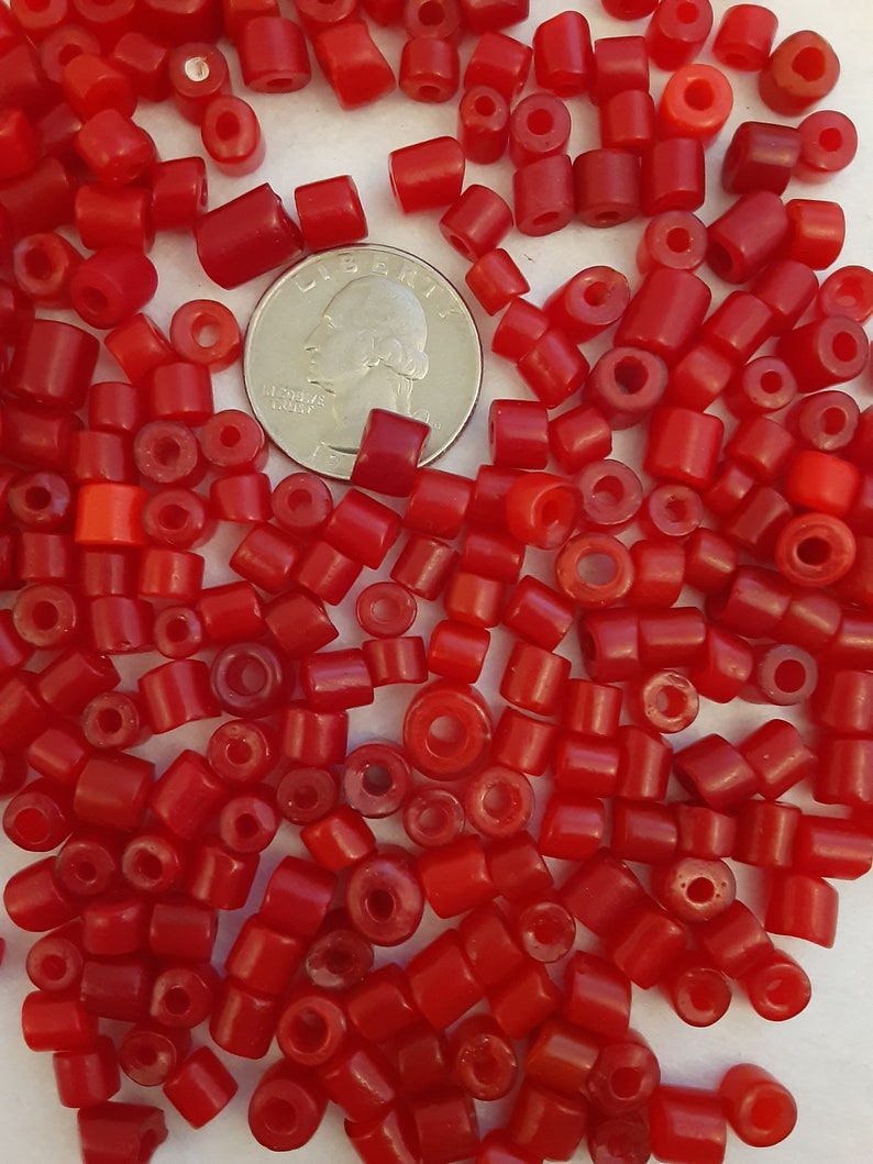5 Vintage Bohemia Beads 96 grams Antique 1900s Czech Bohemian Loose Bead Lot Red Opaque Glass Beads RGB