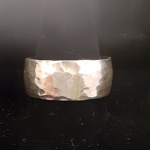 Hammered Texture Wide Band Ring - .925 Sterling Silver Statement Ring, Size 9 and 11-1/2