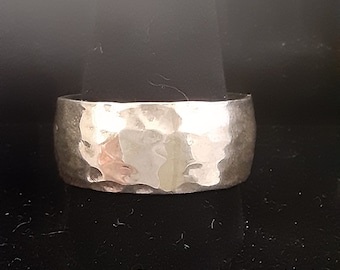 Hammered Texture Wide Band Ring - .925 Sterling Silver Statement Ring, Size 9 and 11-1/2