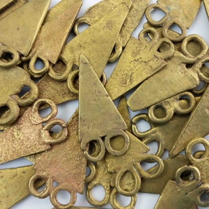 Vintage Tribal Nigeria African Bronze Arrowhead Pendants Lot of Four Pendants - Antique Africa Jewelry -