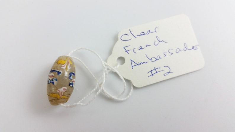 Tribal African Trade Beads Antique Venetian Clear Floral Ambassador Bead #2 Rare 19th Century