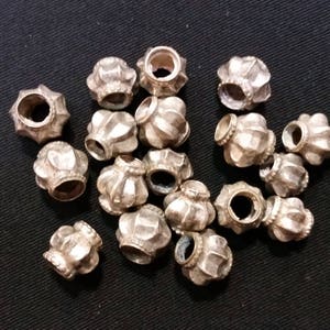 Antique Handmade Crown Orisa Sterling Silver Beads from India Large - 19th Century -