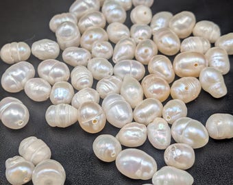 Süßwasser Oval /Kartoffel Perlen lose 6 x 8 mm Perlen - FW6