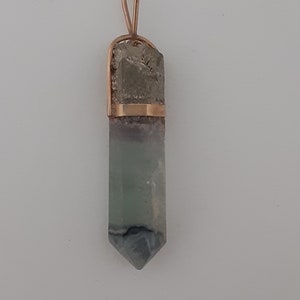 Vintage Fluorite and Hematite Necklace Pendant w/ 14kt Gold Filled Bale and Wrap #1