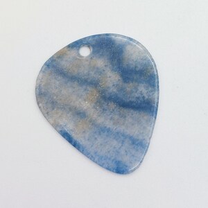 Handmade Blue Agate Guitar Pick or Pendant Top Drilled