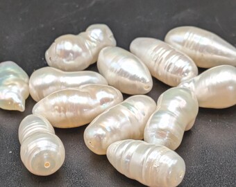 Freshwater Ivory Baroque Pearls  15 - 16.5 mm Beads  - FWP-G63