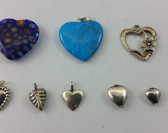 Vintage XS-Small .925 Sterling Silver or Stone Love / Heart Charm, Pendant or Bead - C4