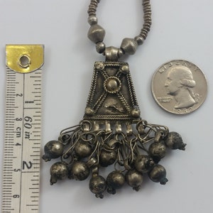 Vintage Tribal Ethiopian African Silver Beads & Silver Dangle Fertility Breast Bells Pendant Necklace