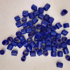 Lot of Vintage Glass Loose Bead Lot x79 Varied Short Tubular Blue Glass Beads - Vintage Bohemia Beads - BLB - 11