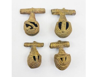 Vintage/Antik Lot x4 Bronze Tribal Afrikanische Baule ElfenbeinKüste Glöckchen Perlen/Anhänger #2