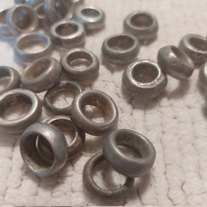 Lot of Vintage Tribal Ethiopian African Cast Aluminum Ring/Bead Lots of 10 Rings - Antique Africa Jewelry - #0321