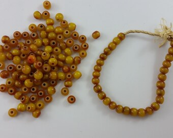 B6 Vintage Tribal Chinese Hand Carved Cattle Bone RoundBall Beads Lot x8 ct