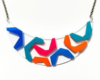 80s Retro She Bop Acrylic Bib Necklace