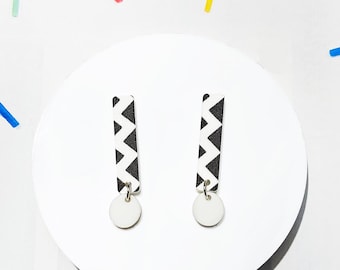 Black and White Zig Zag Earrings