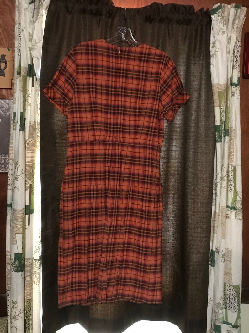 Plus Size Halloween Plaid 50/'s Orange Purple and Black Cotton Day Dress Bust 40 waist 34