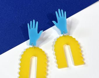 Surrealist Frilly Sleeves Hand Earrings
