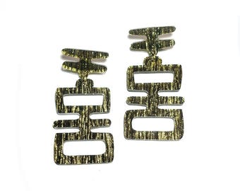 Golden Idol Earrings, Tiki Statement Earrings