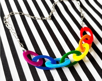 Rainbow Oval Link Necklace
