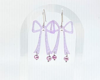 Whimsigoth Lilac Acrylic Bow Earrings, Bridal Earrings