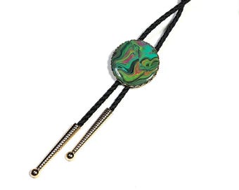 Trippy Painted Bolo Tie Necklace