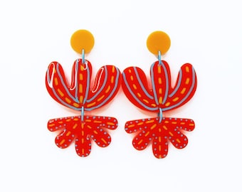 Bold Desert Flower Statement Earrings, Southwest Boho Jewelry