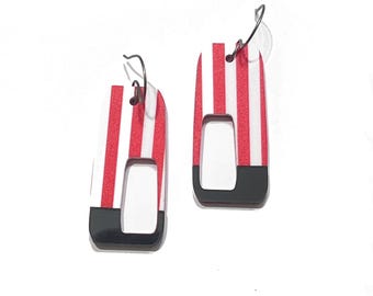 Mod Beach Party Red and White Stripe Earrings