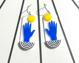 Mod Breton Sun Earrings, Nautical Theme Earrings