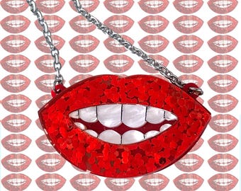 Surrealist Smile Necklace, Dopamine Statement Jewelry