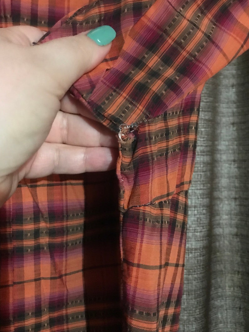 Plus Size Halloween Plaid 50/'s Orange Purple and Black Cotton Day Dress Bust 40 waist 34