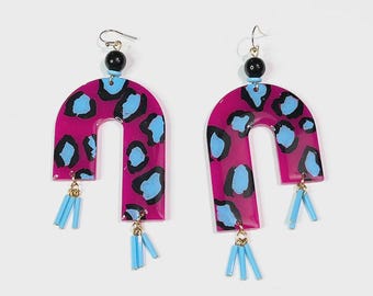 Bold Colorful Leopard Statement Earrings