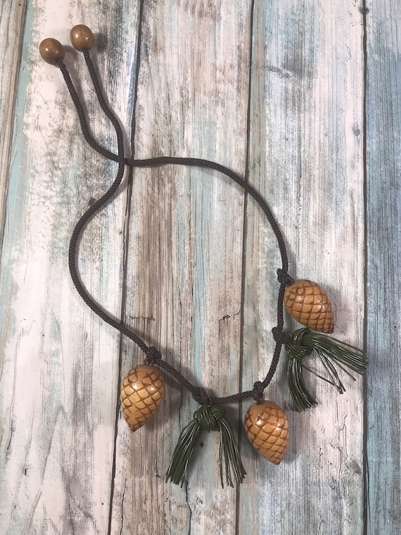 40s Funky Vintage Wood Pine Cones and Celluloid Pi