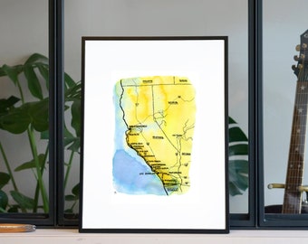Illustration 'California Map' / Poster 11.8’’ x 15.7’’